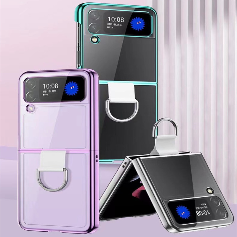 Samsung zflip4 opvouwbare mobiele telefoon case, metalen ring gesp mobiele telefoon case, een slimme mobiele telefoon beschermhoes die kan worden gevouwen