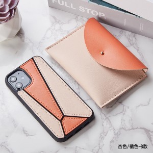 Apple iPhone 11 oranje blauw kleur contrast lederen telefoon beschermhoes, 360 graden herfstbescherming caseiphone11Pro